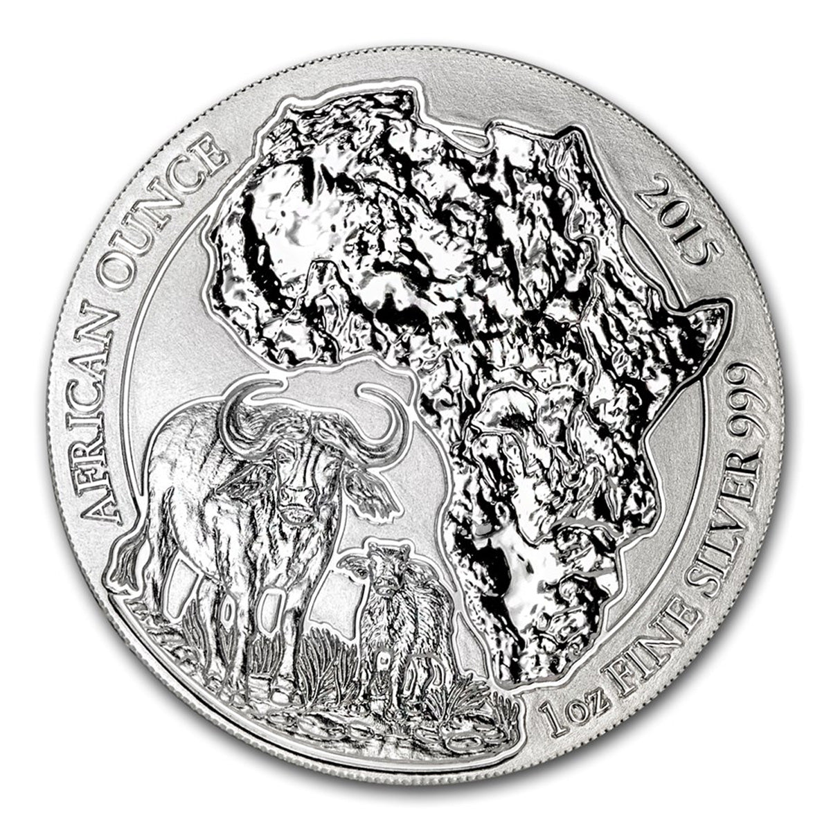 2015 Rwanda 50 RWF African Buffalo 1oz. .999 Silver Fine (No Tax)