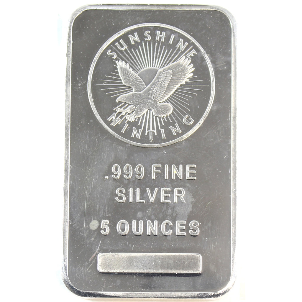 Sunshine Mint 5oz .999 Fine Silver Bar (Tax Exempt) May have Issues