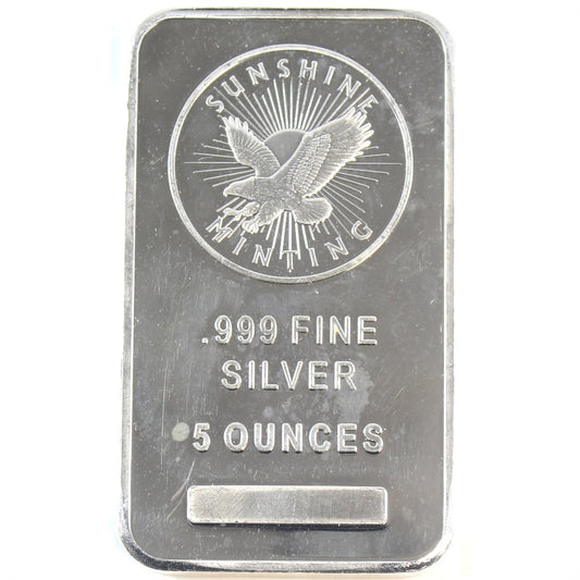 Sunshine Mint 5oz .999 Fine Silver Bar (Tax Exempt) May have Issues