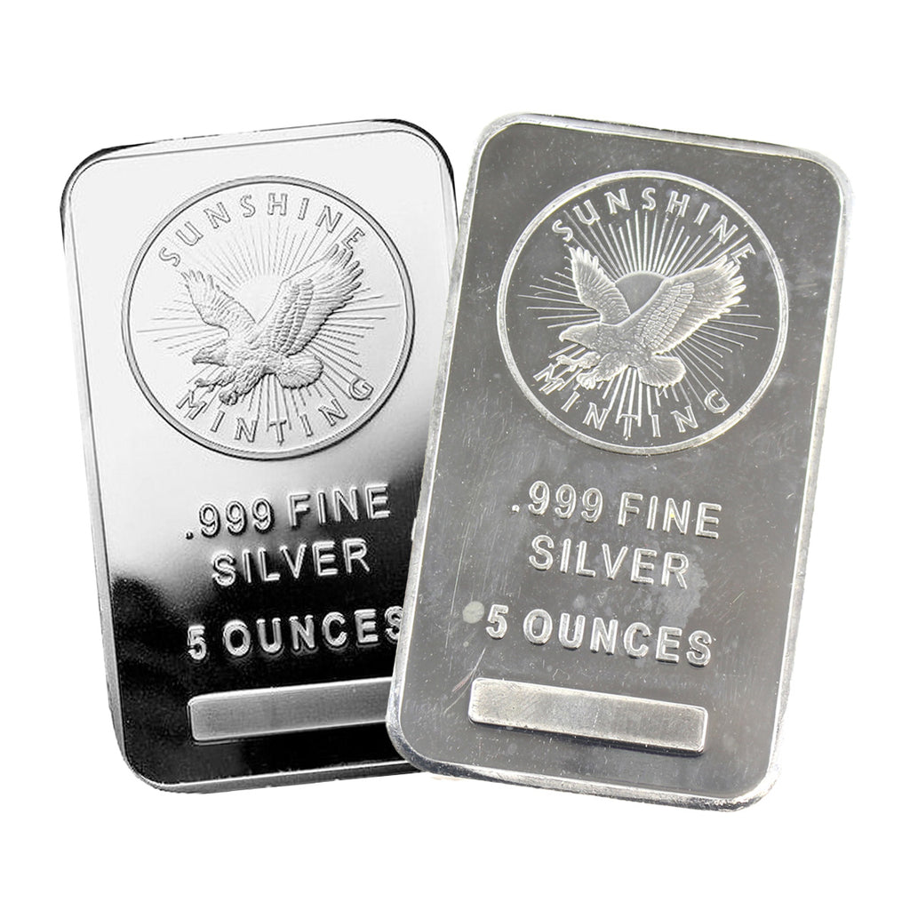 Sunshine Mint 5oz .999 Fine Silver Bar (Tax Exempt) UNSEALED/Flaws