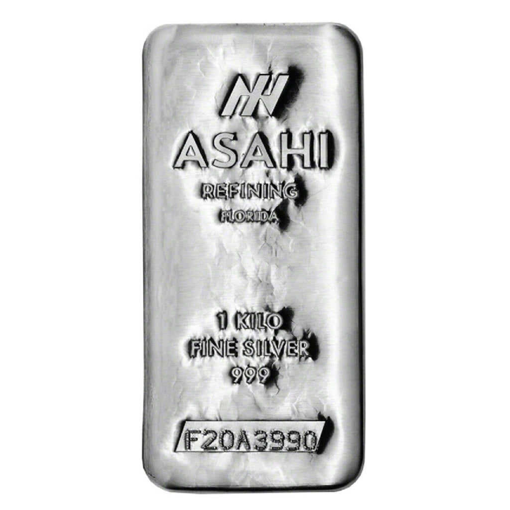 Asahi .999 Silver Kilo Bar w Refining Florida Stamp (No Tax) Minor Scuffs