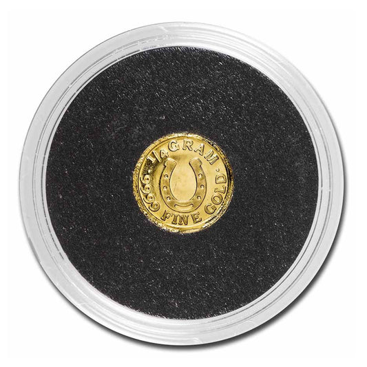 Monarch 1/4 GRAM Lucky Horseshoe .999 Gold Round (No TAX) Capsule Scr