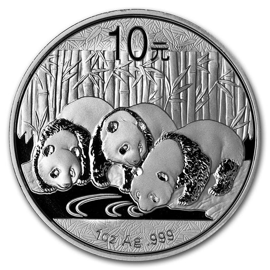 2013 China 10Y Panda 1oz .999 Silver (No Tax) Toning/Capsule Scr