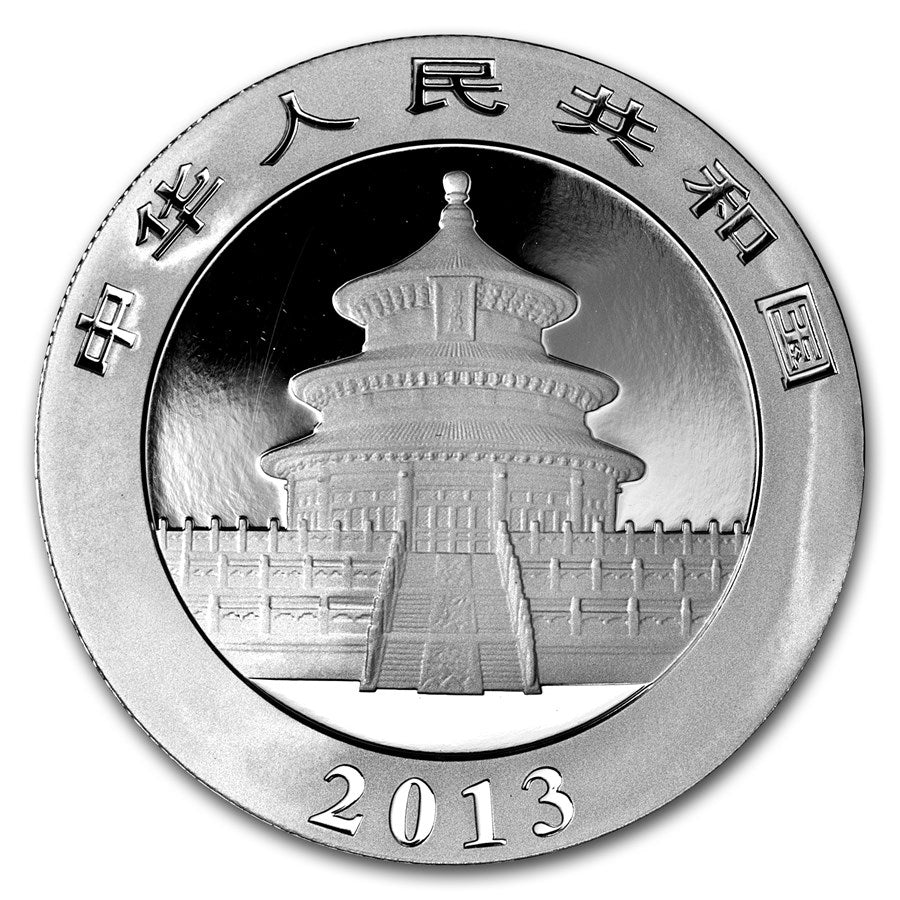 2013 China 10Y Panda 1oz .999 Silver (No Tax) Toning/Capsule Scr