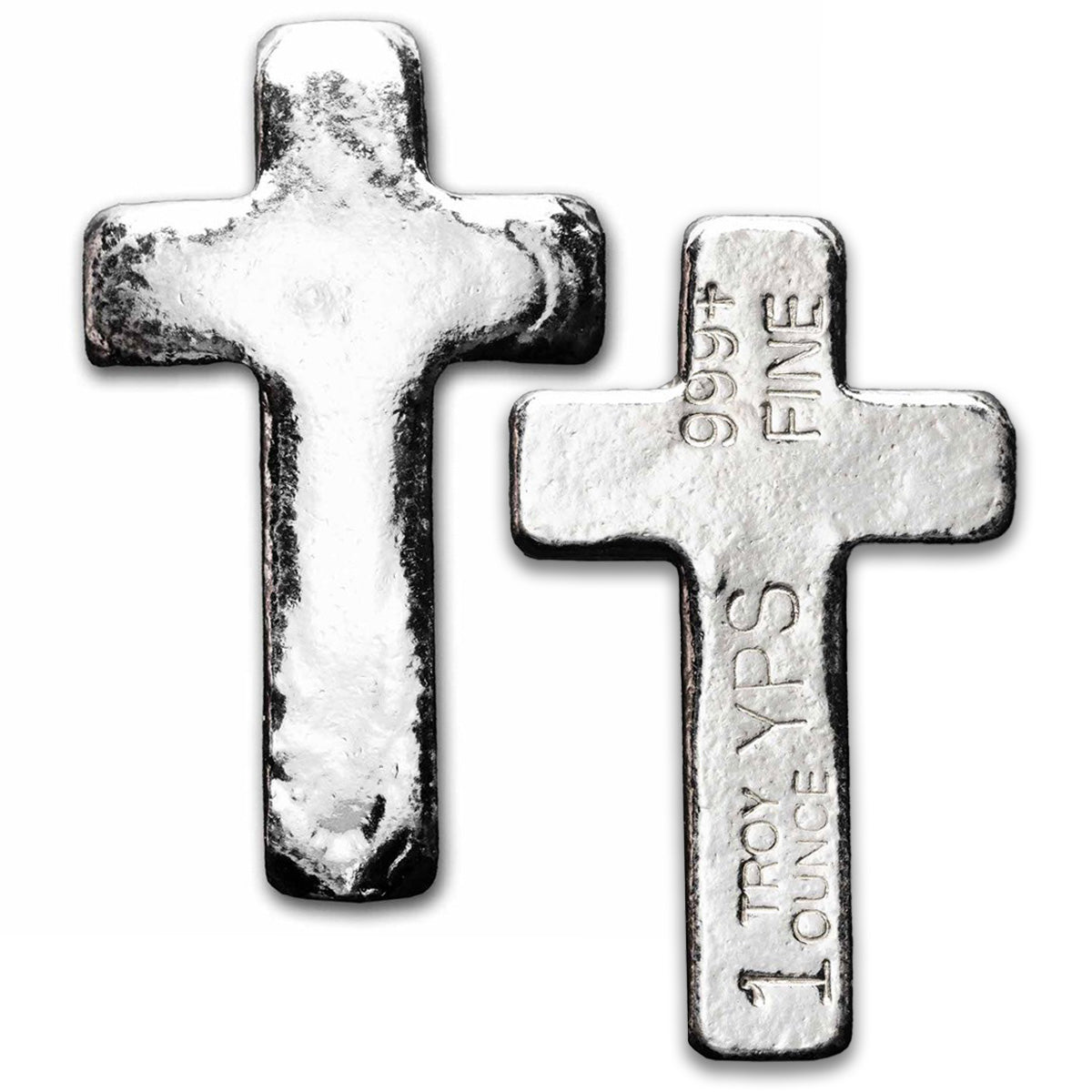 YPS Hand Poured Cross 1oz .999 Fine Silver Bar (No Tax) May be lightly toned