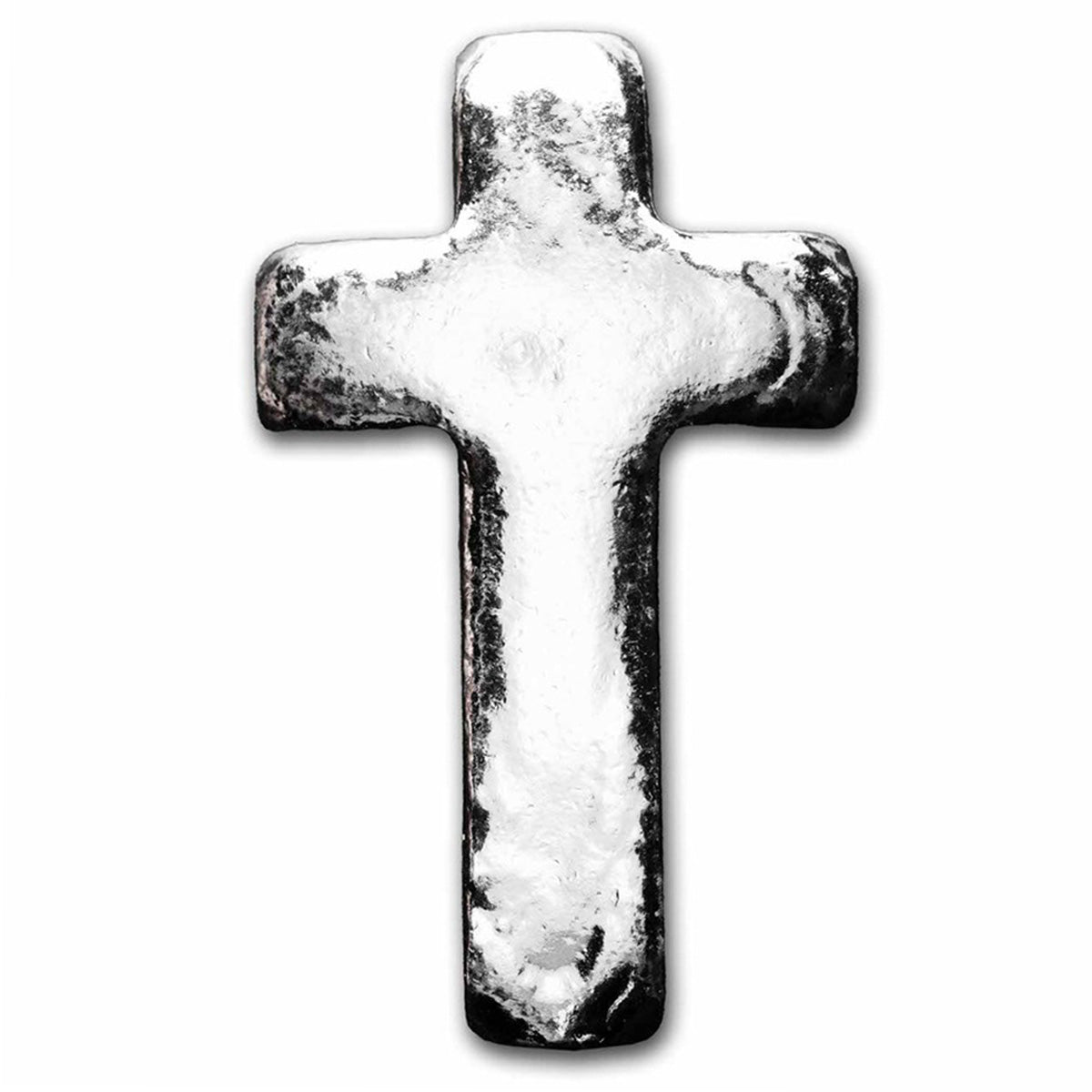 YPS Hand Poured Cross 1oz .999 Fine Silver Bar (No Tax) May be lightly toned