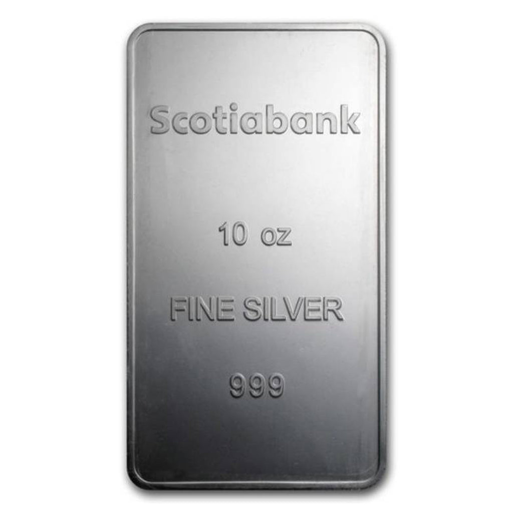 Scotiabank 10oz .999 Fine Silver Bar (No Tax) Light Toning
