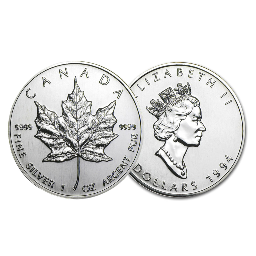 1994 Canada $5 Silver Maple Leaf 1oz .9999 (No Tax) Scratched Capsule