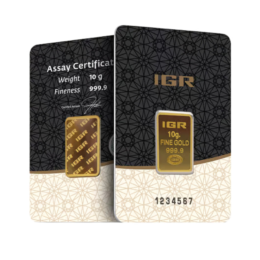 IGR 10g .9999 Gold Bar in Assay Card (No Tax) Holder Lightly Scr