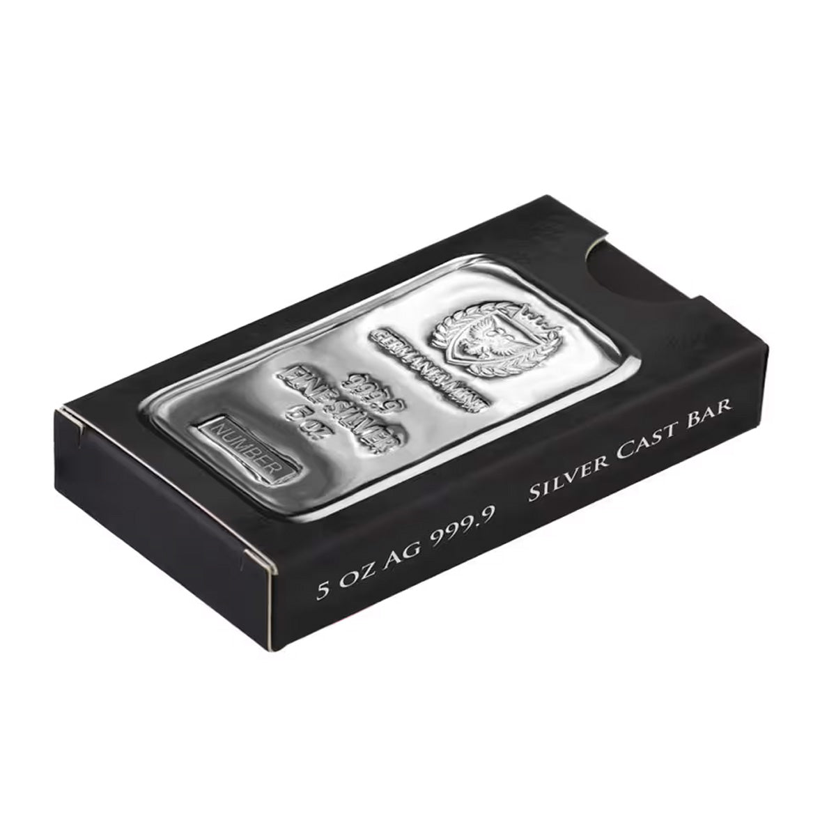 Germania Mint 5oz Silver Cast Bar Sealed w Box (No Tax) Lightly Toned