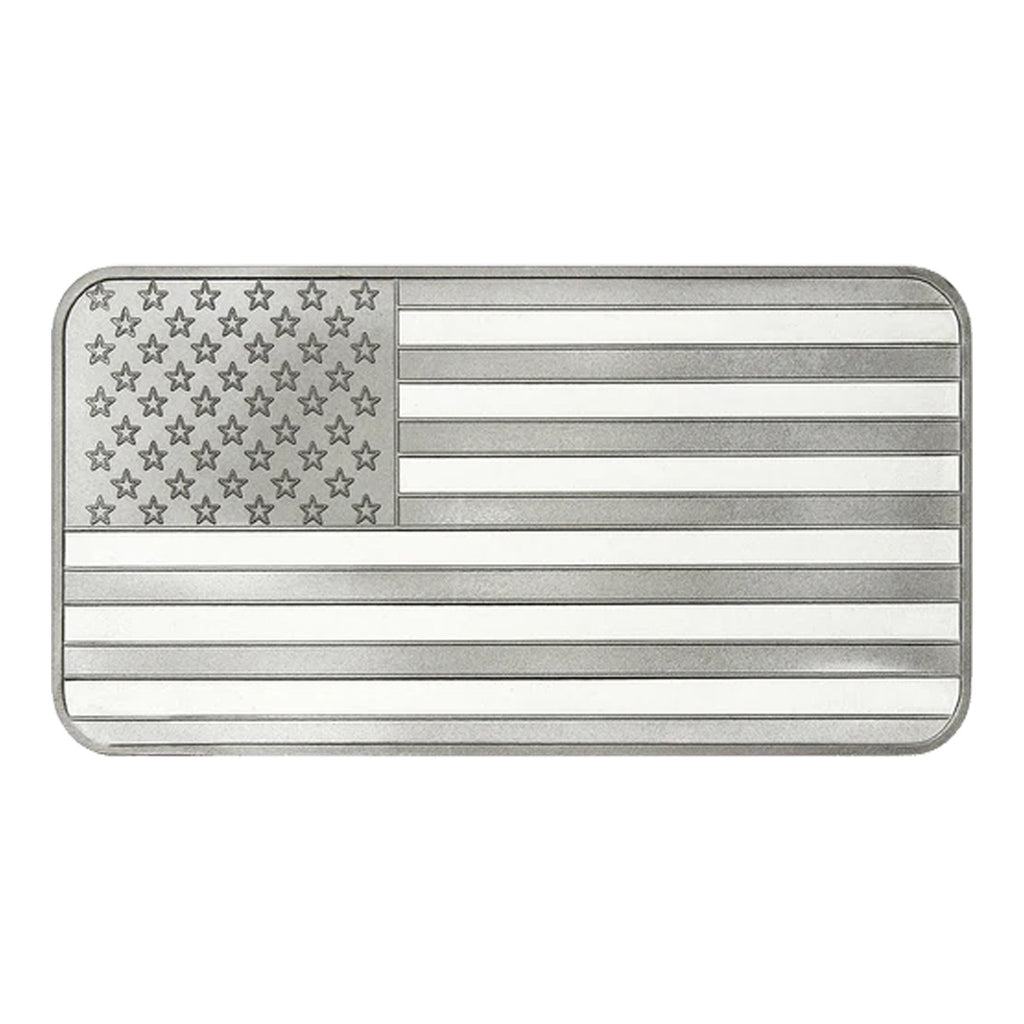 SilverTowne Mint American Flag 10oz Silver Bar (No Tax) May have Light toning