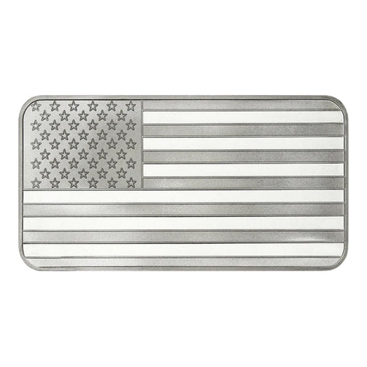 SilverTowne Mint American Flag 10oz Silver Bar (No Tax) May have Light toning