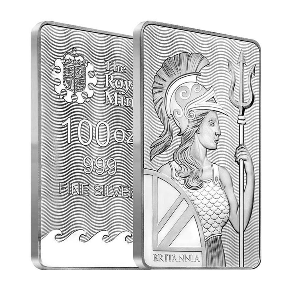 Royal Mint 100oz Britannia .999 Fine Silver Bar (No Tax) Hairline Scr. - No Credit Cards or Paypal