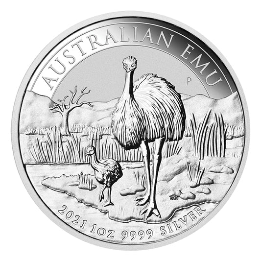 2021 Australia $1 Emu 1oz. .999 Silver Coin (No Tax) Capsule Scr.