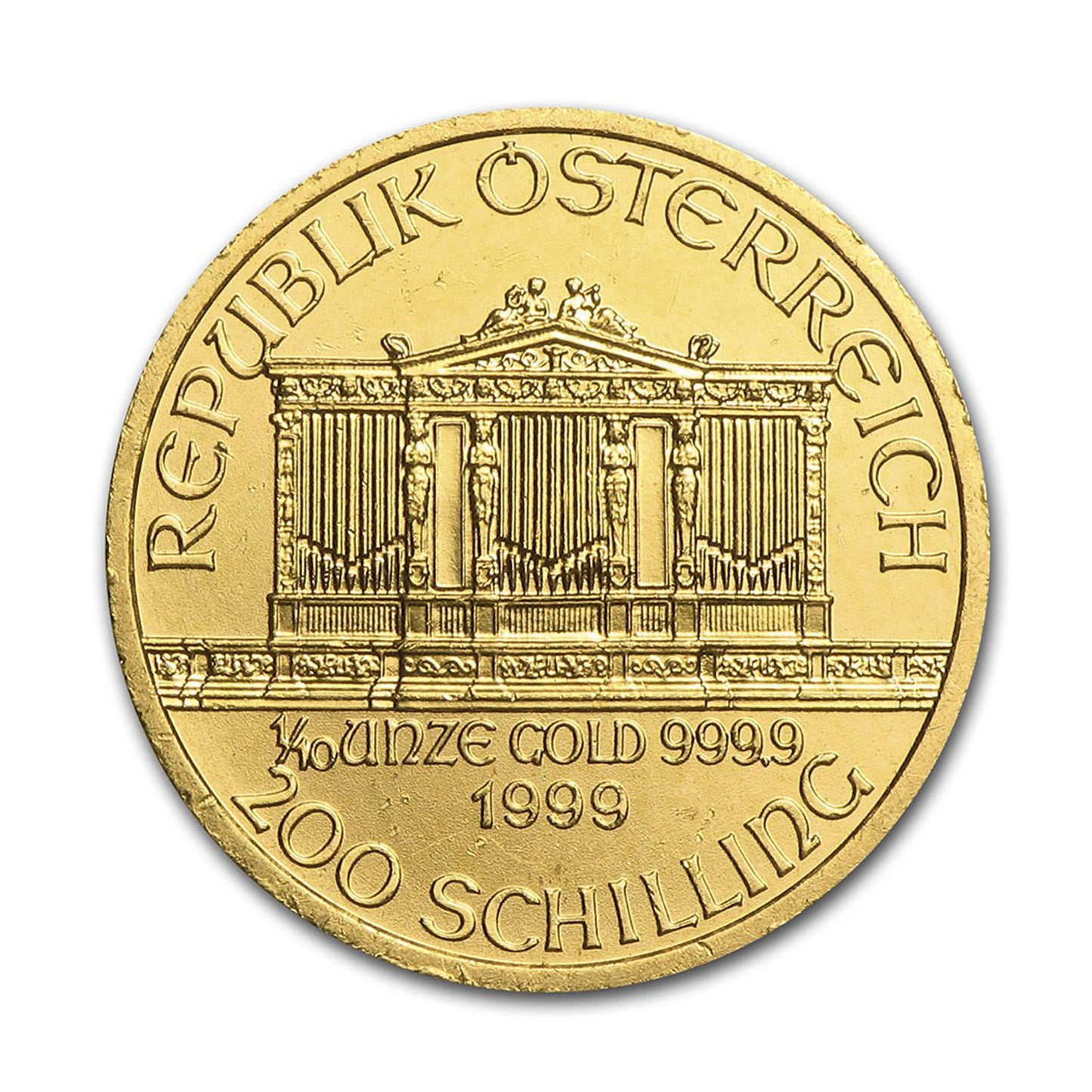 1999 Austria 200 Shilling Philharmonic 1/10oz .999 Gold Coin (No Tax)
