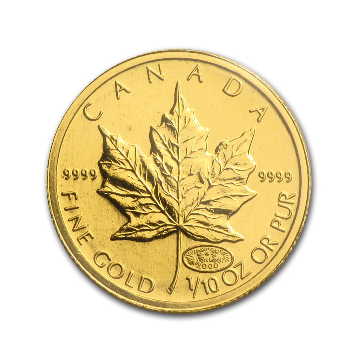 2000 Canada $5 Fireworks Privy 1/10oz. Gold Maple Leaf (No Tax) Oversized Capsule