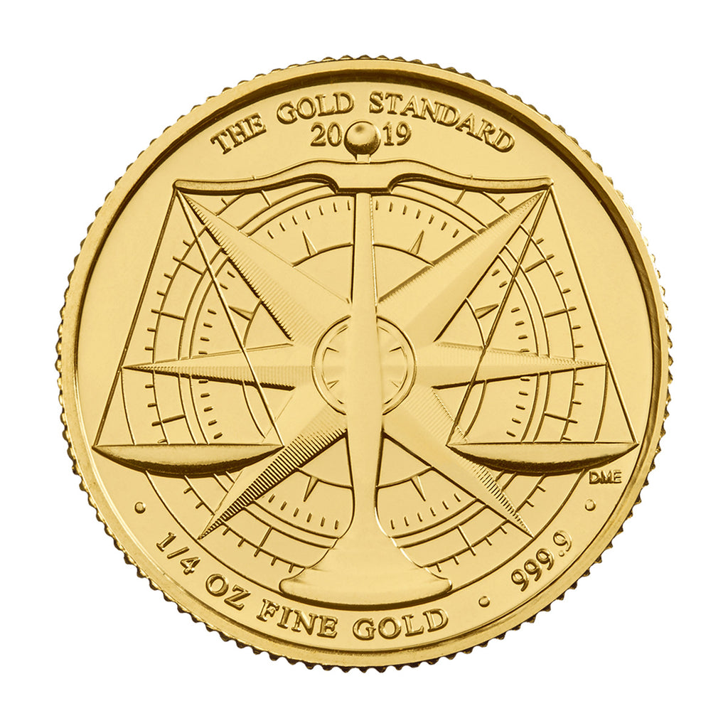 2019 Great Britain £25 The Gold Standard 1/4oz .9999 Gold (No Tax) Scr/Rubbing