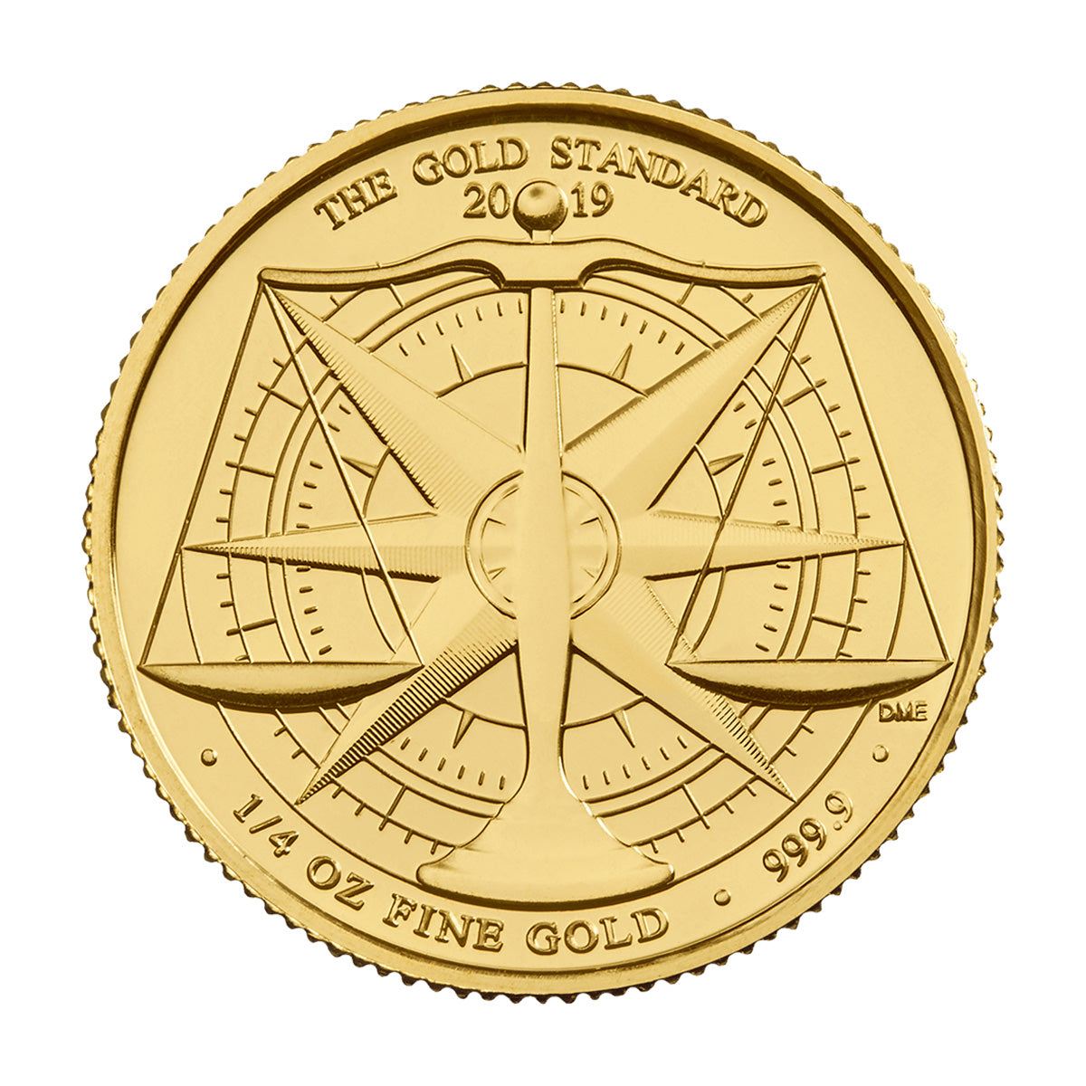 2019 Great Britain £25 The Gold Standard 1/4oz .9999 Gold (No Tax) Scr/Rubbing
