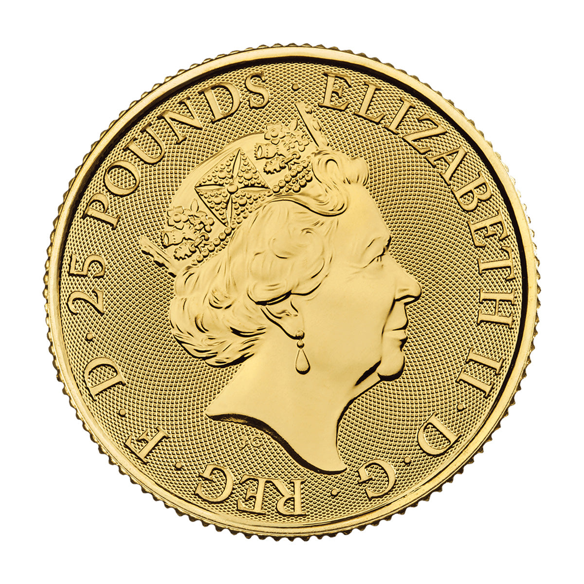 2019 Great Britain £25 The Gold Standard 1/4oz .9999 Gold (No Tax) Scr/Rubbing