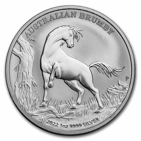 2022 $1 Australian Brumby 1oz. .9999 Fine Silver Coin (No Tax) Hairline Scr. Capsule