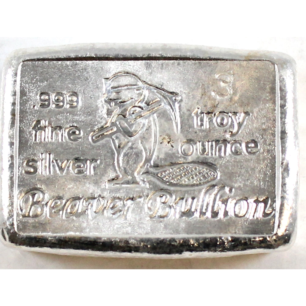 Beaver Bullion 3oz .999 Fine Silver Bar (No Tax) Flaws