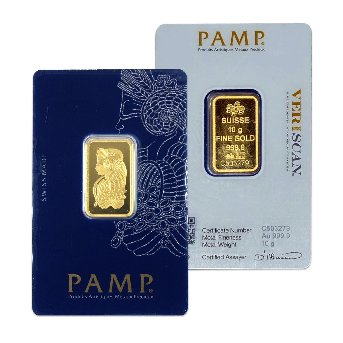 PAMP Suisse 10g .9999 Gold Lady Fortuna Bar (No Tax) Scr/Scuffs on Holder
