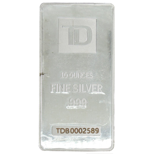 TD Bank 10oz .999 Silver Bar (No Tax) Hairline Scratches