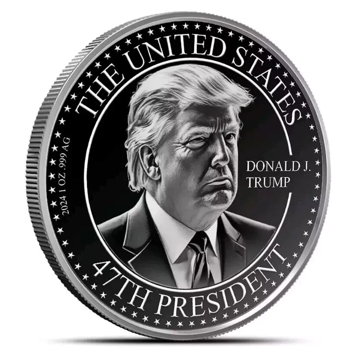 2024 Donald Trump: The 47th US President 1oz Silver Round (No Tax) May have Indent