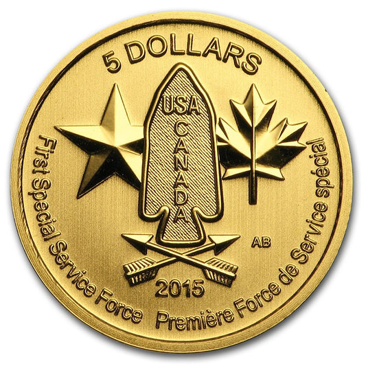2015 Canada $5 Devil's Brigade 1/10oz .9999 Gold (No Tax) Capsule Scuffed