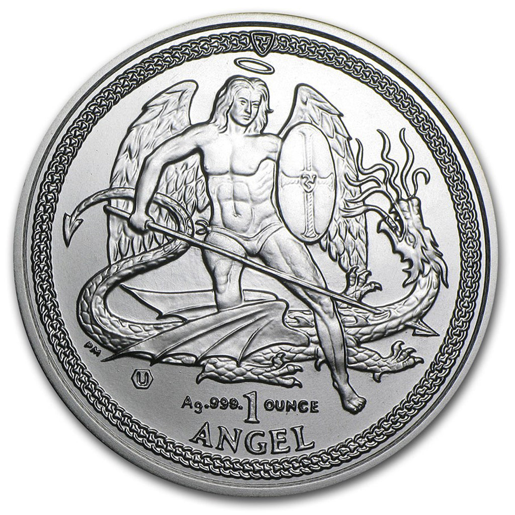 2014 Isle of Man Angel 1oz .999 Fine Silver Round (No Tax) Light Toning