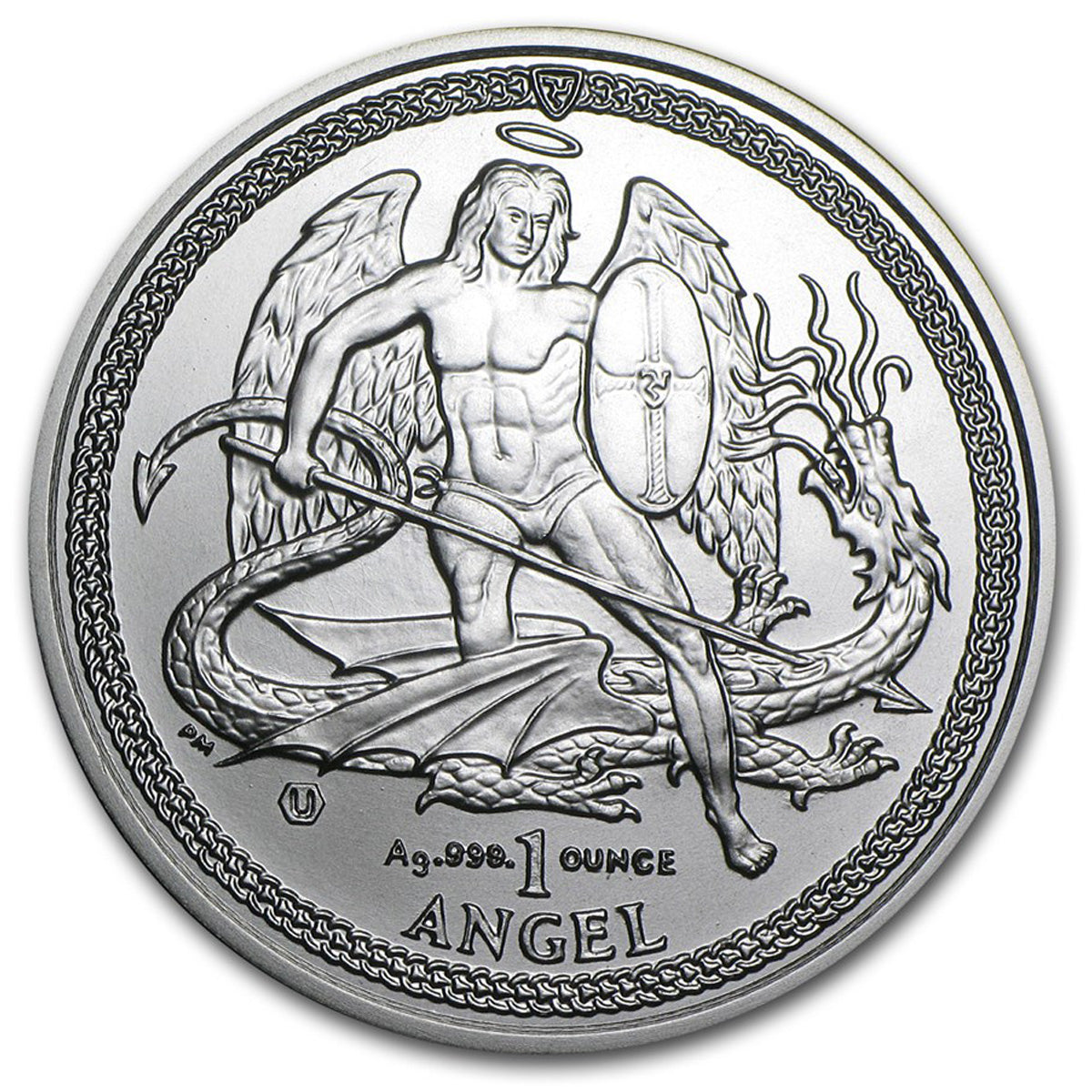 2014 Isle of Man Angel 1oz .999 Fine Silver Round (No Tax) Light Toning