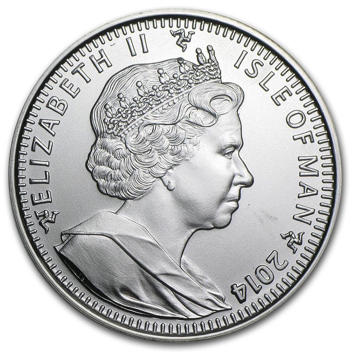 2014 Isle of Man Angel 1oz .999 Fine Silver Round (No Tax) Light Toning