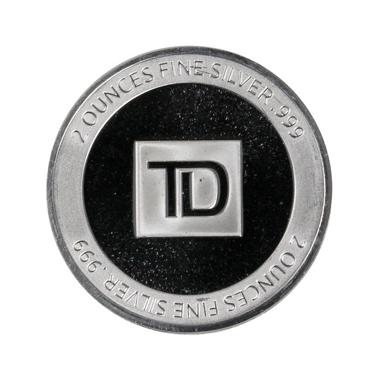 TD Bank 2oz .999 Silver Round with Capsule (No Tax) May have light toning