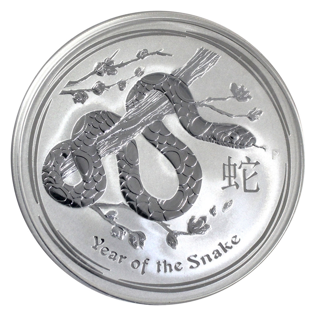 2013 Australia $10 Year of the Snake 10oz Silver (No Tax) Capsule Scr/Edge toning