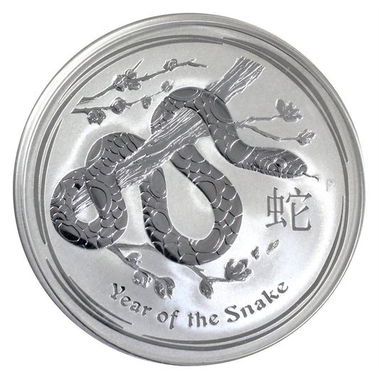 2013 Australia $10 Year of the Snake 10oz Silver (No Tax) Capsule Scr/Edge toning