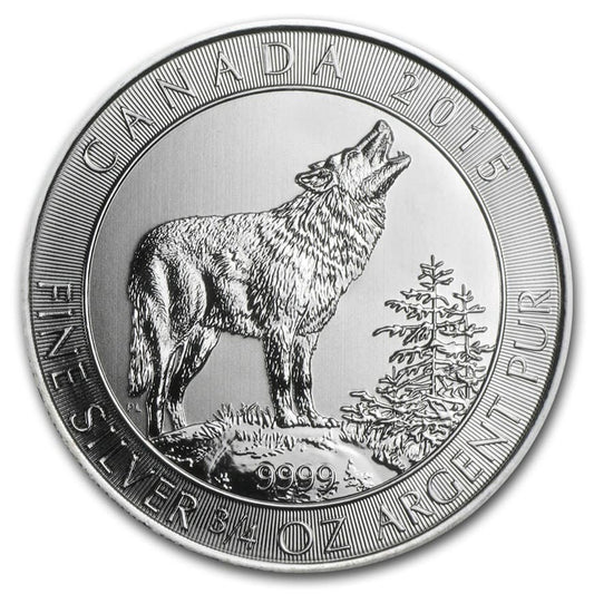 2015 Canada $2 Grey Wolf 3/4oz .9999 Silver Coin (No Tax) Hairline Scr