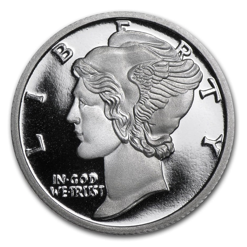 Mercury Dime 1/10oz .999 Fine Silver Fractional Round (No Tax) White Spots