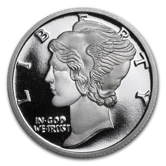 Mercury Dime 1/10oz .999 Fine Silver Fractional Round (No Tax) White Spots