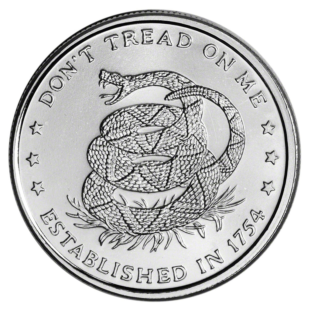 Don't Tread on Me 1754 1oz .999 Silver Coin (No Tax) Hairline Scratch