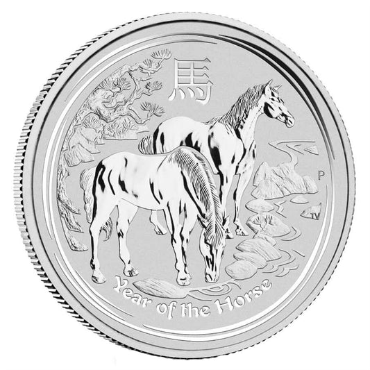 2014 Australia $2 Year of the Horse 2oz .999 Silver (No Tax) Minor Tone Spot