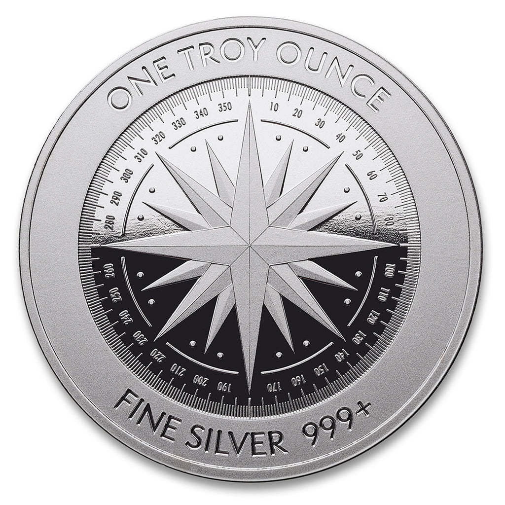 Compass Rose 1oz. .999 Silver Round (No Tax) May contain hairline scr.