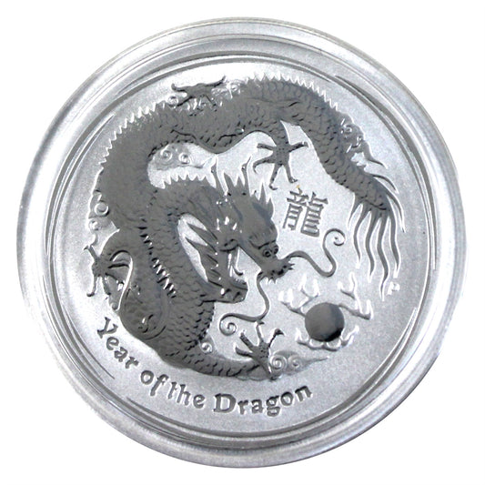 2012 Australia 50-Cents Year of the Dragon 1/2oz .999 Silver (No Tax) Scratches on Capsule