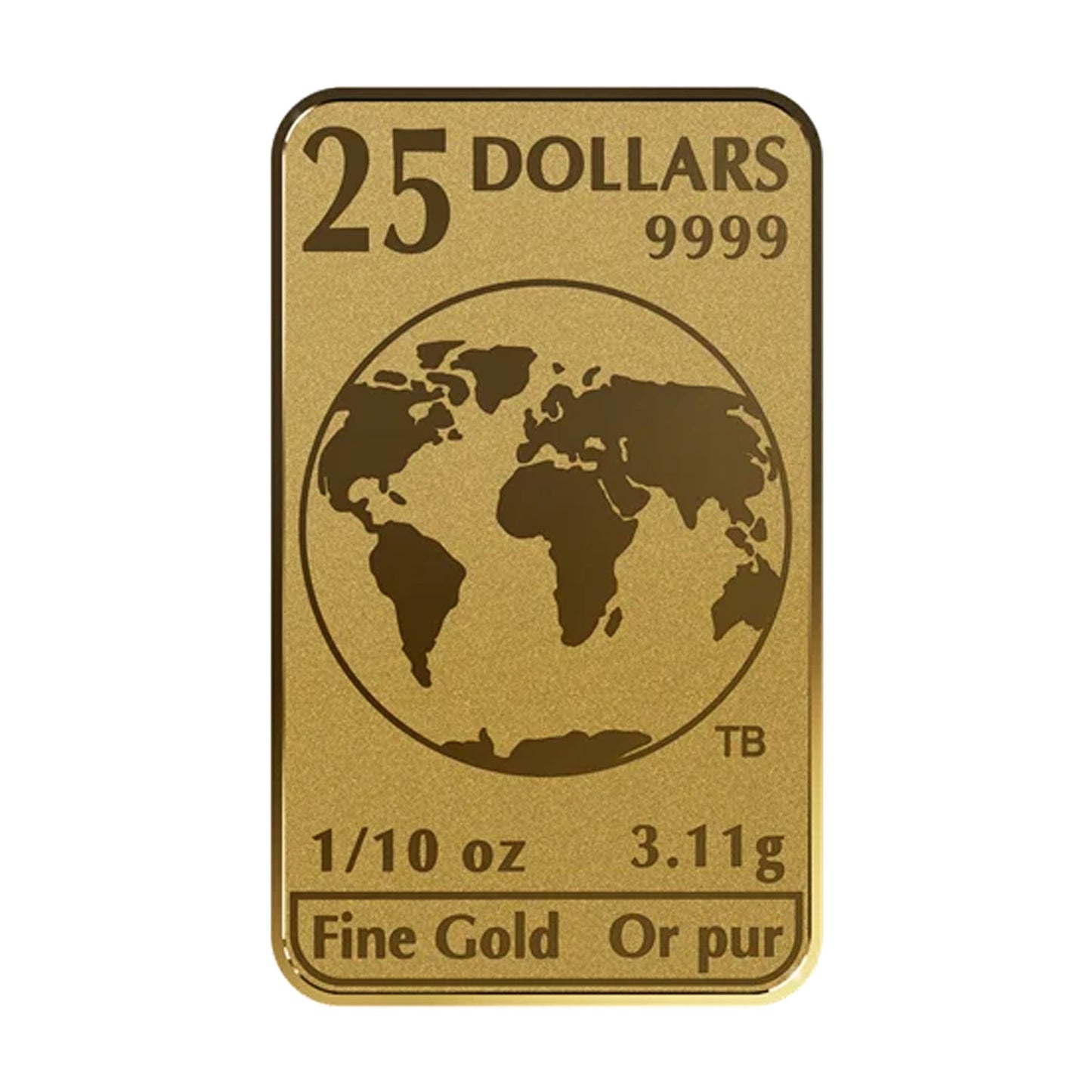 2020 Canada $25 Global Trade 1/10oz .9999 Gold Bar (No Tax)