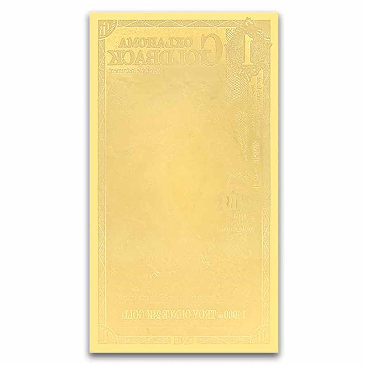 One Oklahoma Goldback 1/1000oz 24K .9999 Gold Wafer Foil Note (No Tax)