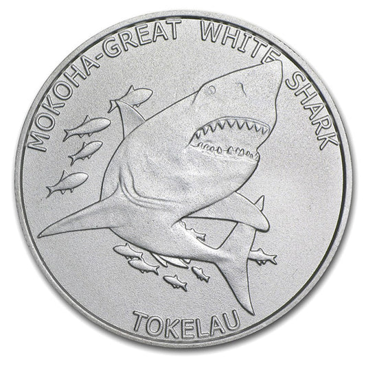 2015 Tokelau $5 Great White Shark 1oz Silver (No Tax) May have tone spot