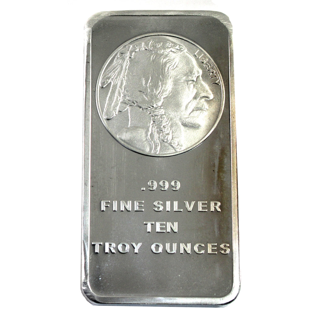 Buffalo 10oz .999 Fine Silver Bar (No Tax) Lightly Toned/Unsealed