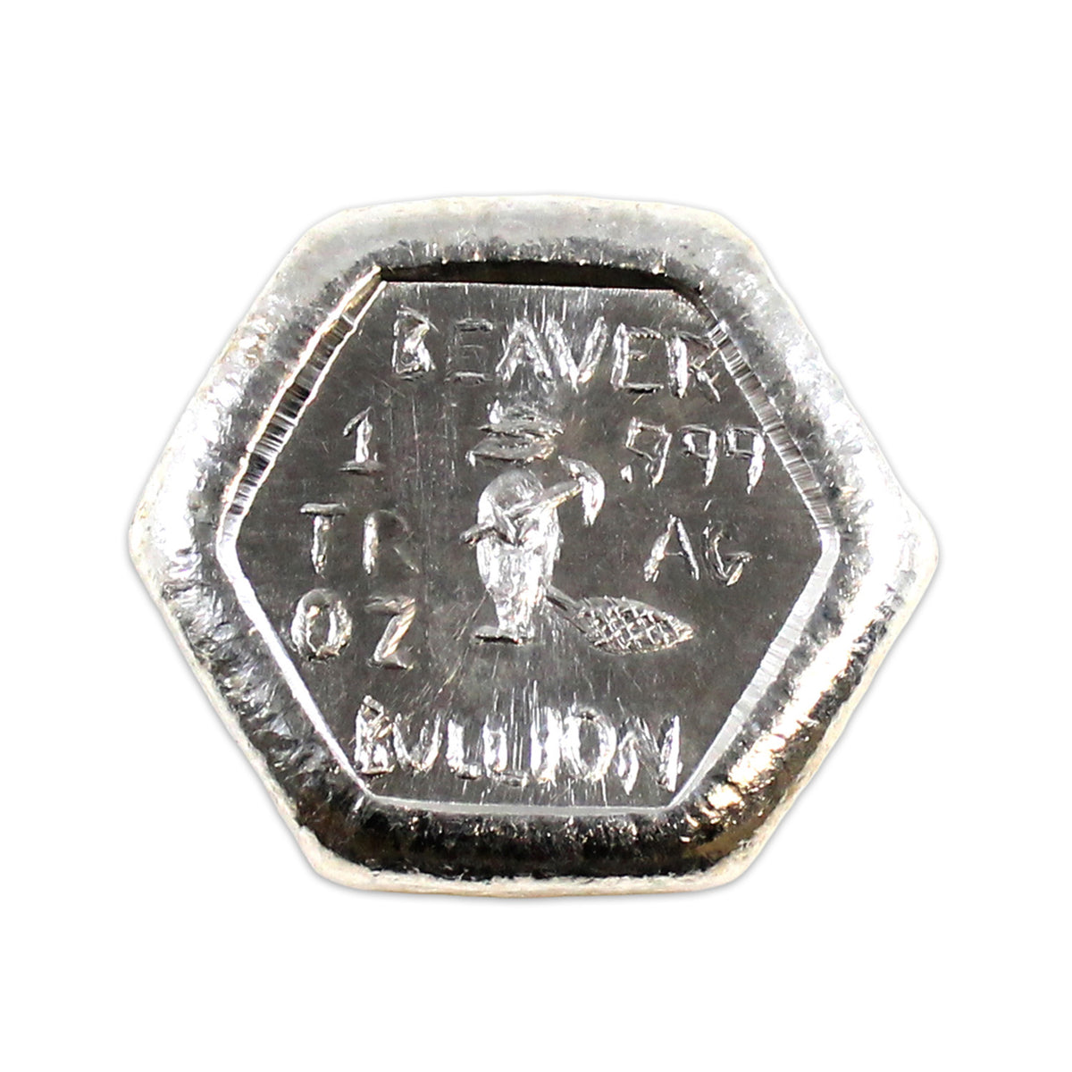 Beaver Bullion Hexagon 1oz. .999 Fine Silver Bar (No Tax)