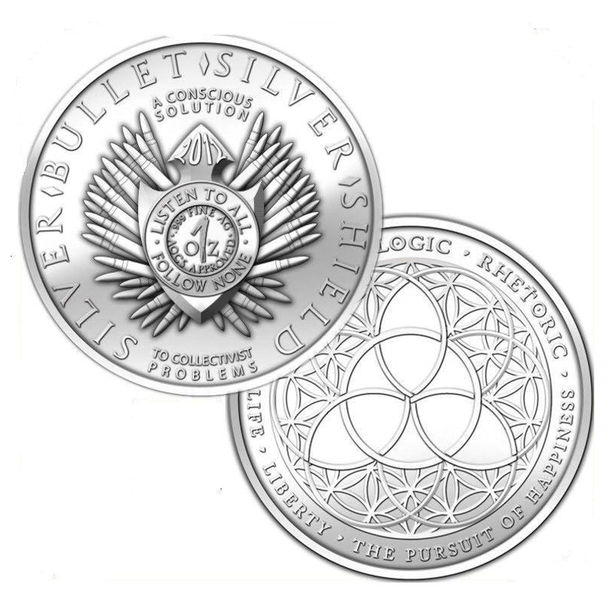 Silver Shield Trivium 1oz. .999 Silver Round (No Tax) Minor Tone Spot