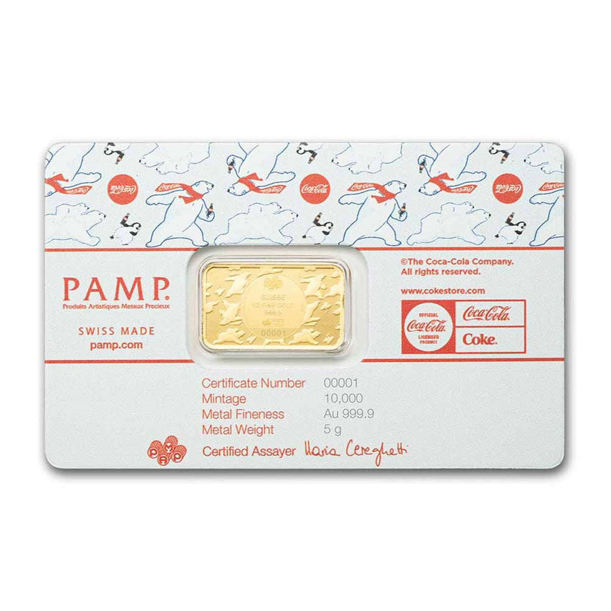 PAMP Coca-Cola® Polar Bear & Friends 5gram Gold in Card (No Tax)