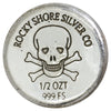 RSSC 1/2oz Antique Skull .999 Fine Silver Round (No Tax) Light Toning